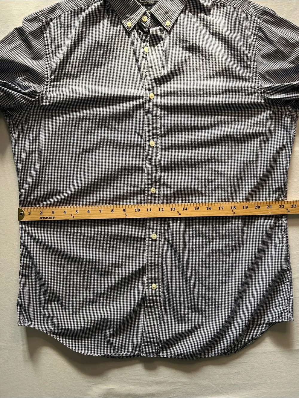 Banana Republic Blue Gingham Soft Wash Slim Fit Shirt XL Tall